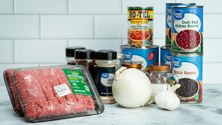 Beef chili ingredients