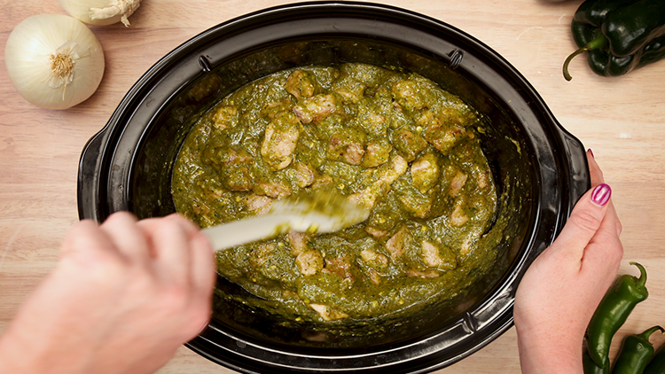Making chili verde in a crockpot