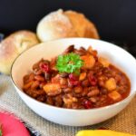 A bowl of vegetarian chili